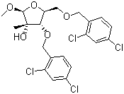 structure of CAS# 443642-31-7, 1-O-甲基-3,5-二-O-(2,4-二氯苯甲基)-2-甲基-alpha-D-呋喃核糖苷