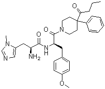 CAS # 457893-92-4, 1-[1-(3-Methyl-L-histidyl-O-methyl-D-tyrosyl)-4-phenyl-4-piperidinyl]-1-butanone, BMS 470539