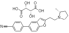 CAS # 460748-71-4, 4-[2-[2-[(2R)-2-Methyl-1-pyrrolidinyl]ethyl]-5-benzofuranyl]benzonitrile tartrate, 4-[2-[2-[(2R)-2-Methyl-1-pyrrolidinyl]ethyl]-5-benzofuranyl]benzonitrile (2R,3R)-2,3-dihydroxybutanedioate