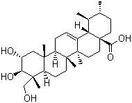 CAS # 464-92-6, Asiatic acid, (1S,2R,4aS,6aR,6aS,6bR,8aR,9S,10S,11R,12aS,14bR)-10,11-Dihydroxy-9-(hydroxymethyl)-1,2,6a,6b,9,12a-hexamethyl-2,3,4,5,6,6a,7,8,8a,10,11,12,13,14b-tetradecahydro-1H-picene-4a-carboxylic acid