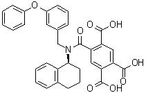 CAS # 475205-49-3, A 317491, 5-[[(3-Phenoxybenzyl)[(1S)-1,2,3,4-tetrahydro-1-naphthalenyl]amino]carbonyl]-1,2,4-benzenetricarboxylic acid