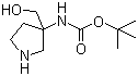 structure of CAS# 475469-15-9, (3-羟甲基吡咯烷-3-基)氨基甲酸叔丁酯
