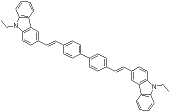 CAS # 475480-90-1, 4,4'-Bis(9-ethyl-3-carbazovinylene)-1,1'-biphenyl, 3,3'-[[1,1'-Biphenyl]-4,4'-diyldi-(1E)-2,1-ethenediyl]bis[9-ethyl-9H-carbazole]