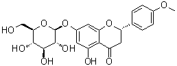 CAS # 491-69-0, Poncirenin, (2S)-7-(beta-D-Glucopyranosyloxy)-2,3-dihydro-5-hydroxy-2-(4-methoxyphenyl)-4H-1-benzopyran-4-one, Isosakuranin