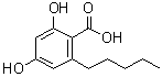 CAS # 491-72-5, 2,4-Dihydroxy-6-pentylbenzoic acid, Allazetolcarboxylic acid, Olivetolcarboxylic acid, Olivetolic acid