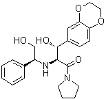 CAS # 491833-26-2, 1-[(2S,3R)-3-(2,3-Dihydro-1,4-benzodioxin-6-yl)-3-hydroxy-2-[[(1S)-2-hydroxy-1-phenylethyl]amino]-1-oxopropyl]pyrrolidine