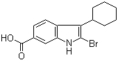 CAS # 494799-76-7, 3-Cyclohexyl-2-Bromo-1H-indole-6-carboxylic acid, 2-Bromo-3-cyclohexylindole-6-carboxylic acid