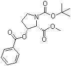 CAS # 496841-07-7, (2S,3R)-N-tert-Butoxycarbonyl-3-benzoyloxy-2-pyrrolidinecarboxylic acid methyl ester