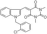 CAS # 49701-11-3, 5-((1-(2-Chlorobenzyl)-1H-indol-3-yl)methylene)-1,3-dimethylpyrimidine-2,4,6(1H,3H,5H)-trione