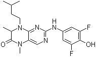 structure of CAS# 501437-28-1, 2-[(3,5-二氟-4-羟基苯基)氨基]-7,8-二氢-5,7-二甲基-8-(3-甲基丁基)-6(5H)-蝶啶酮