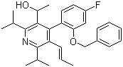 structure of CAS# 503559-84-0, 4-[4-Fluoro-2-(phenylmethoxy)phenyl]-alpha-methyl-2,6-bis(1-methylethyl)-5-(1-propen-1-yl)-3-pyridinemethanol