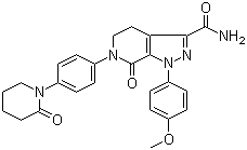 CAS # 503612-47-3, Apixaban, 1-(4-Methoxyphenyl)-7-oxo-6-[4-(2-oxopiperidin-1-yl)phenyl]-4,5,6,7-tetrahydro-1H-pyrazolo[3,4-c]pyridine-3-carboxamide