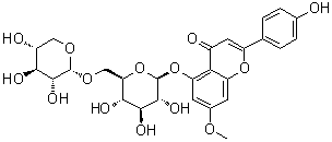CAS # 50675-78-0, 2-(4-Hydroxyphenyl)-7-methoxy-5-[(6-O-alpha-D-xylopyranosyl-beta-D-glucopyranosyl)oxy]-4H-1-benzopyran-4-one