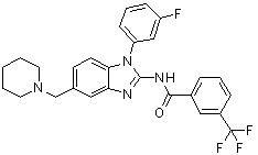 CAS # 509093-95-2, N-[1-(3-Fluorophenyl)-5-[(piperidin-1-yl)methyl]-1H-benzimidazol-2-yl]-3-trifluoromethylbenzamide