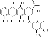 CAS # 50935-04-1, Carminomicin I, (8S-cis)-Acetyl-10-[(3-amino-2,3,6-trideoxy-a-L-lyxo-hexopyranosyl)oxy]-7,8,9,10-tetrahydro-1,6,8,11-tetrahydroxy-5,12-naphthacenedione