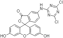 structure of CAS# 51306-35-5, 5-(4,6-Dichlorotriazinyl)aminofluorescein
