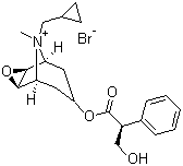 CAS # 51598-60-8, Cimetropium bromide, (7(S)-(1alpha,2beta,4beta,5alpha,7beta))-9-(Cyclopropylmethyl)-7-(3-hydroxy-1-oxo-2-phenylpropoxy)-9-methyl-3-oxa-9-azoniatricyclo(3.3.1.0(sup 2,4))nonane bromide