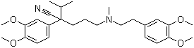 CAS # 52-53-9, Verapamil, (2R)-2-(3,4-Dimethoxyphenyl)-5-{[2-(3,4-dimethoxyphenyl)ethyl](methyl)amino}-2-isopropylpentanenitrile, 5-((3,4-Dimethoxyphenethyl)methylamino)-2-(3,4-dimethoxyphenyl)-2-isopropylvaleronitrile