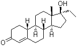 CAS # 52-78-8, Norethandrolone, 17alpha-Ethyl-17beta-hydroxyestr-4-en-3-one, 17a-Ethyl-17-hydroxy-19-norandrost-4-en-3-one, 17a-Ethyl-17-hydroxy-4-norandrosten-3-one, 17a-Ethyl-19-nortestosterone