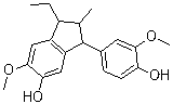 CAS # 522-09-8, Diisoeugenol, NSC 16745, 1-Ethyl-2,3-dihydro-3-(4-hydroxy-3-methoxyphenyl)-6-methoxy-2-methyl-1H-inden-5-ol
