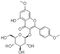 CAS # 52208-77-2, 5-Hydroxy-7,4'-dimethoxyflavone-3-O-beta-D-glucopyranoside, Kaempferol 7,4'-dimethyl ether 3-O-beta-D-glucopyranoside, Kaempferol-4',7-dimethyl ether 3-monoglucoside