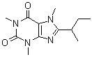 CAS # 52482-62-9, 3,7-Dihydro-1,3,7-trimethyl-8-(1-methylpropyl)-1H-purine-2,6-dione, NSC 101812