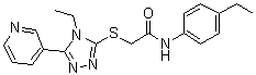CAS # 525582-84-7, N-(4-Ethylphenyl)-2-[[4-ethyl-5-(3-pyridinyl)-4H-1,2,4-triazol-3-yl]thio]acetamide, VUAA 1