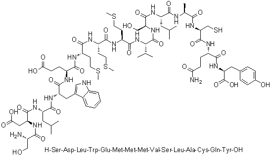 CAS 登录号：526203-81-6, L-丝氨酰-L-alpha-天冬氨酰-L-亮氨酰-L-色氨酰-L-alpha-谷氨酰-L-蛋氨酰-L-蛋氨酰-L-蛋氨酰-L-缬氨酰-L-丝氨酰-L-亮氨酰-L-丙氨酰-L-半胱氨酰-L-谷氨酰胺酰-L-酪氨酸