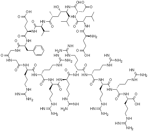 CAS 登录号：527674-72-2, L-alpha-谷氨酰-L-亮氨酰-L-alpha-天冬氨酰-(2R,4S,5S)-5-氨基-4-羟基-2,7-二甲基辛酰基-L-缬氨酰-L-alpha-谷氨酰-L-苯基丙氨酰甘氨酰甘氨酰-D-精氨酰-D-精氨酰-D-精氨酰-D-精氨酰-D-精氨酰-D-精氨酰-D-精氨酰-D-精氨酰-D-精氨酸