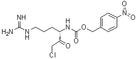 CAS # 52795-16-1, (S)-[4-[(Aminoiminomethyl)amino]-1-(chloroacetyl)butyl]carbamic acid (4-nitrophenyl)methyl ester, alpha-N-(Nitrobenzyloxycarbonyl)-L-arginyl chloromethyl ketone