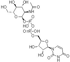 structure of CAS# 528-04-1, 尿苷 5'-(2-乙酰氨基-2-脱氧-alpha-D-葡糖基焦磷酸酯)