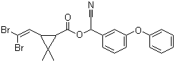 CAS 登录号：52820-00-5, 溴氰菊酯, (S)-alpha-氰基-3-苯氧苄基-(+)-顺-3-(2,2-二溴乙烯基)-2,2-二甲基环丙烷羧酸酯