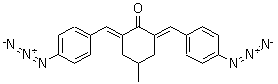 CAS # 5284-79-7, 2,6-Bis(4-azidobenzal)-4-methylcyclohexanone, 2,6-Bis(4'-azidobenzal)-4-methylcyclohexanone, 2,6-Bis(4'-azidobenzylidene)-4-methylcyclohexanone, 2,6-Bis(p-azidobenzal)-4-methylcyclohexanone, 2,6-Bis(p-azidobenzylidene)-4-methylcyclohexanone
