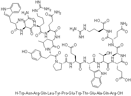 CAS # 528554-82-7, L-Tryptophyl-L-asparaginyl-L-arginyl-L-glutaminyl-L-leucyl-L-tyrosyl-L-prolyl-L-alpha-glutamyl-L-tryptophyl-L-threonyl-L-alpha-glutamyl-L-alanyl-L-glutaminyl-L-arginine