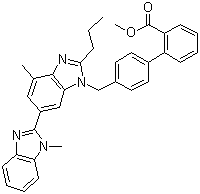 CAS # 528560-93-2, Telmisartan methyl ester, 4'-[(1,4'-Dimethyl-2'-propyl[2,6'-bi-1H-benzimidazole]-1'-yl)methyl]-1,1'-biphenyl-2-carboxylic acid methyl ester