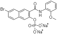 CAS # 530-79-0, Naphthol AS-BI phosphate disodium salt, Disodium 7-bromo-N-(2-methoxyphenyl)-3-(phosphonatooxy)naphthalene-2-carboxamidate