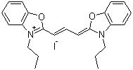 3,3'-Dipropyloxacarbocyanine iodide molecular structure (CAS 53213-79-9)