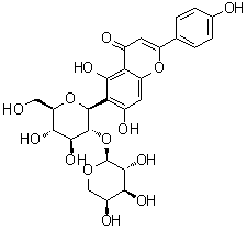 CAS # 53382-71-1, 6-(2-O-alpha-L-Arabinopyranosyl-beta-D-glucopyranosyl)-5,7-dihydroxy-2-(4-hydroxyphenyl)-4H-1-benzopyran-4-one, Isovitexin 2''-O-arabinoside