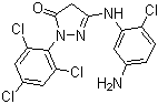 CAS # 53411-33-9, 1-(2,4,6-Trichlorophenyl)-3-(5-amino-2-chloroanilino)-5-pyrazolone, 5-[(5-Amino-2-chlorophenyl)amino]-2,4-dihydro-2-(2,4,6-trichlorophenyl)-3H-pyrazol-3-one
