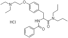 CAS # 53567-47-8, Tiropramide hydrochloride, N-[2-[4-(2-Diethylaminoethoxy)phenyl]-1-(dipropylcarbamoyl)ethyl]benzamide hydrochloride