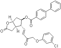 CAS # 54324-79-7, [1,1'-Biphenyl]-4-carboxylic acid [3aR-[3aa,4a(E),5b,6aa]]-4-[4-(3-chlorophenoxy)-3-oxo-1-butenyl]hexahydro-2-oxo-2H-cyclopenta[b]furan-5-yl ester