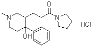 CAS # 5435-13-2, 1-[3-(4-Hydroxy-1-methyl-4-phenyl-3-piperidinyl)-1-oxopropyl]pyrrolidine monohydrochloride, NSC 15180