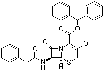 structure of CAS# 54639-48-4, (6R,7R)-3-羟基-8-氧代-7-[(苯基乙酰基)氨基]-5-硫杂-1-氮杂双环[4.2.0]辛-2-烯-2-羧酸二苯基甲酯
