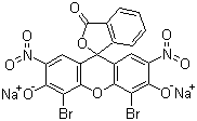 CAS # 548-24-3, Eosin B, 4',5'-Dibromo-3',6'-dihydroxy-2',7'-dinitrospiro[isobenzofuran-1(3H),9'-[9H]xanthen]-3-one sodium salt, Eosine B, Eosine BA, Eosine BN, Eosine BNX, Eosine I Bluish, Eosine Scarlet