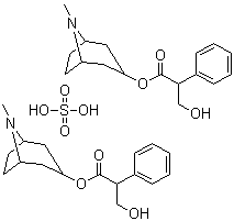 CAS # 55-48-1, Atropine sulfate, (8-Methyl-8-azabicyclo[3.2.1]oct-3-yl) 3-hydroxy-2-phenyl-propanoate sulphate