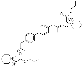 CAS 登录号：55618-68-3, 1,1'-[[1,1'-联苯]-4,4'-二基二(3-甲基-2-丁烯-4,1-二基)]二[1-(2-氧代-2-丙氧乙基)哌啶鎓]二氯化物