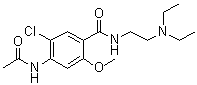 structure of CAS# 5608-13-9, N-[2-(Diethylamino)ethyl]-2-methoxy-4-acetamido-5-chlorobenzamide