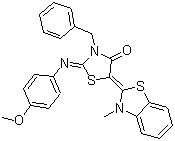 CAS # 562825-00-7, 3-Benzyl-2-[(4-methoxyphenyl)imino]-5-(3-methyl-3H-benzothiazol-2-ylidene)thiazolidin-4-one
