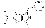 CAS # 565171-09-7, 1-Benzyl-3-methyl-1H-thieno[2,3-c]pyrazole-5-carboxylic acid, 3-Methyl-1-(phenylmethyl)-1H-thieno[2,3-c]pyrazole-5-carboxylic acid