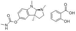 CAS # 57-64-7, Physostigmine salicylate, [(3aR,8bS)-3,4,8b-trimethyl-2,3a-dihydro-1H-pyrrolo[2,3-b]indol-7-yl] N-methylcarbamate 2-hydroxybenzoic acid